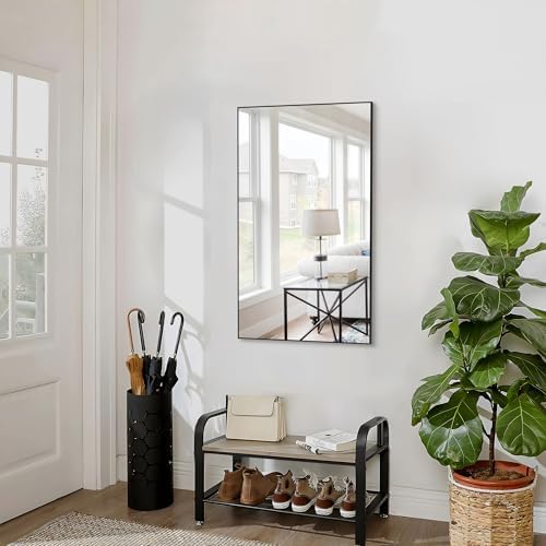 CRATECOOP 40x24 Inch Matte Black Bathroom Mirror with Anti-Rust Frame