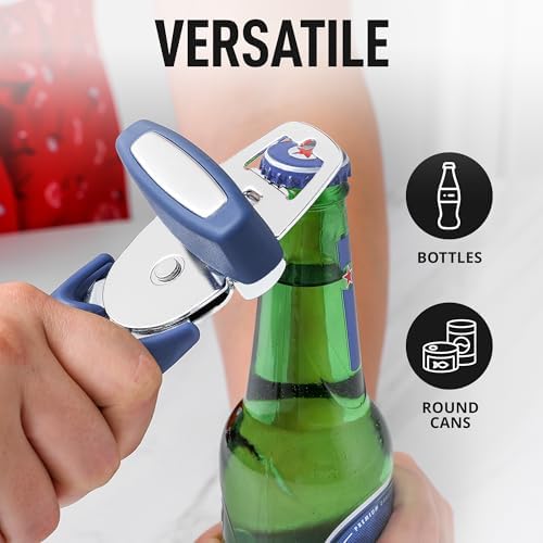 Zulay Kitchen Manual Can Opener with Bottle Opener - Blue