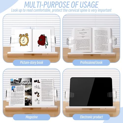 CAKEEYUM Expandable Adjustable Book Stand for Reading
