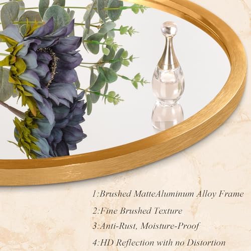 Small Matte Frame Round Mirror for Wall