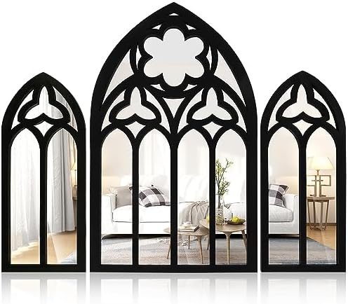 3Pcs Gothic Arch Mirror Decor Set for Wall