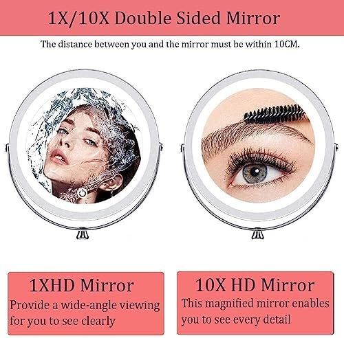 Bleslin Wall Mounted Makeup Mirror with 10X Magnification and LED Light