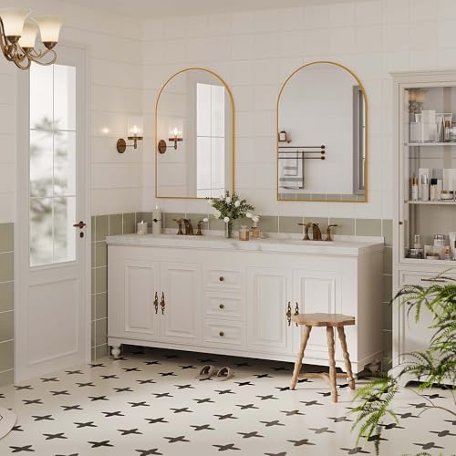 30x40 Arched Bathroom Mirror with Gold Frame