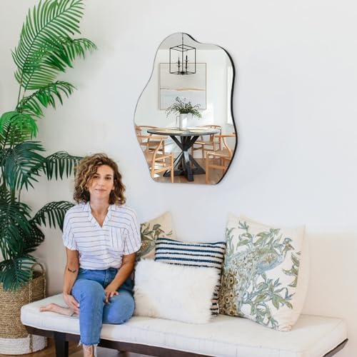 Lzuso Asymmetrical Cloud Wall Mirror Decor