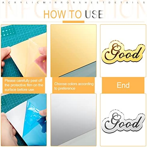 3 Pcs Gold Acrylic Mirror Sheets for Home Crafts