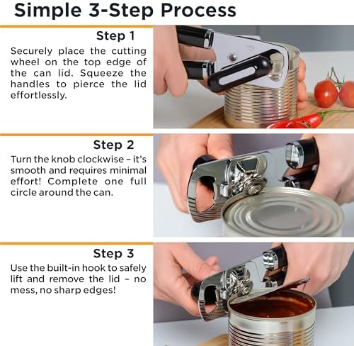 Deiss PRO Handheld Can Opener Smooth Edge Heavy Duty Ergonomic Handle