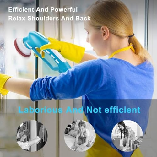 RICHOOSE Cordless Electric Scrubber with 4 Replaceable Heads