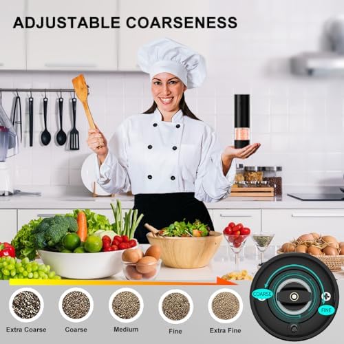 Nidouillet Electric Salt and Pepper Grinder Set with LED Light