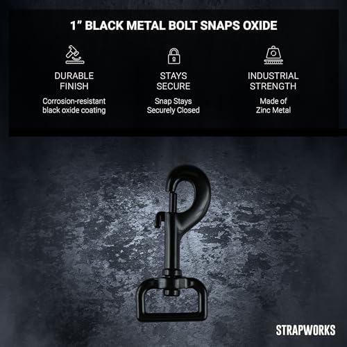 Black Metal Bolt Snaps - 4 Pack for Leashes and Crafts