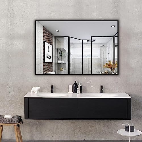 LuxyDecor Wall Mirror 40x24 Thin Black