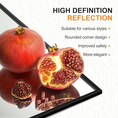 Delma 40x28 Inch Black Metal Wall Mirror