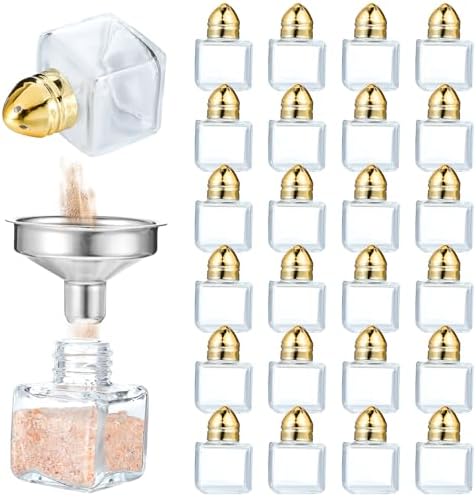 24 Pcs Cube Salt Pepper Shakers with Gold Tops