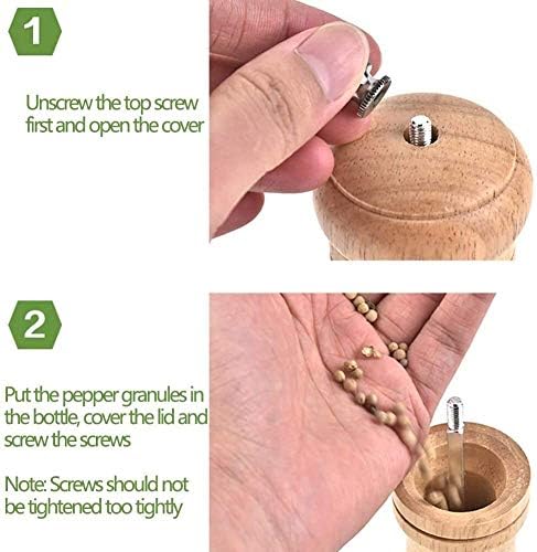 Adjustable Salt and Pepper Grinder Set 2 Pack Wooden Ceramic