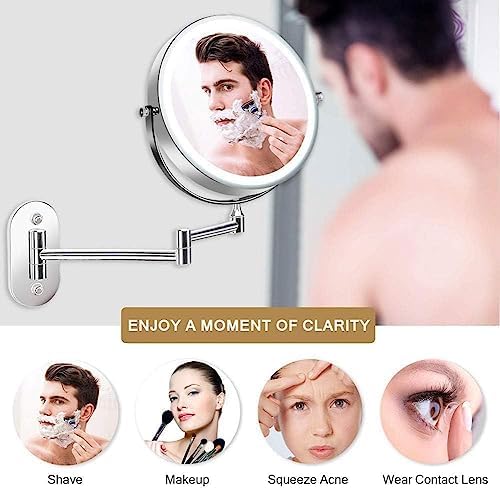 Bleslin Wall Mounted Makeup Mirror 5X Magnification 360 Swivel