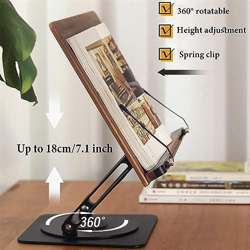 Yuidaaavzz Walnut Book Stand with 360 Rotate