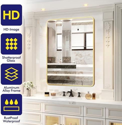 Gold Wall Mirror 30x40 Inch Bathroom Vanity Mirror