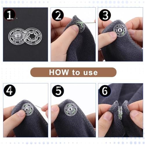 Bewudy 120 Sets Clear Plastic Sew-on Snap Buttons
