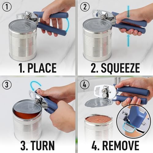 Zulay Kitchen Manual Can Opener with Bottle Opener - Blue