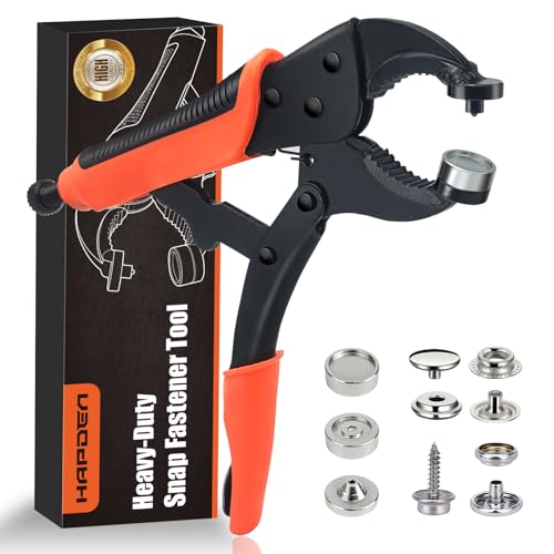 HAPDEN Heavy Duty Adjustable Snap Setter Tool with 40 Sets of 15mm Snaps