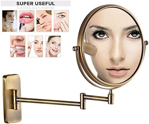 8 Inch Adjustable Magnifying Wall Mirror with 3X Lenses