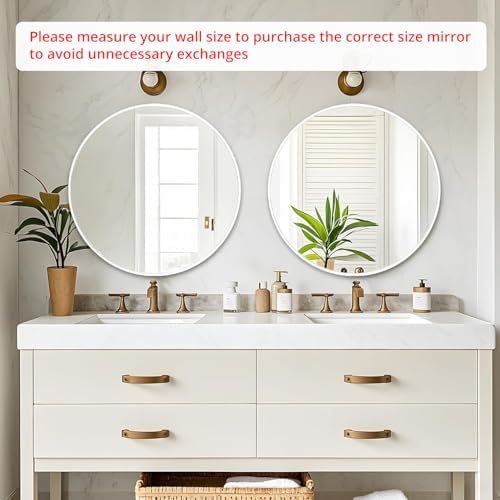 Fabuday 24 Inch Round Matte Black Wall Mirror