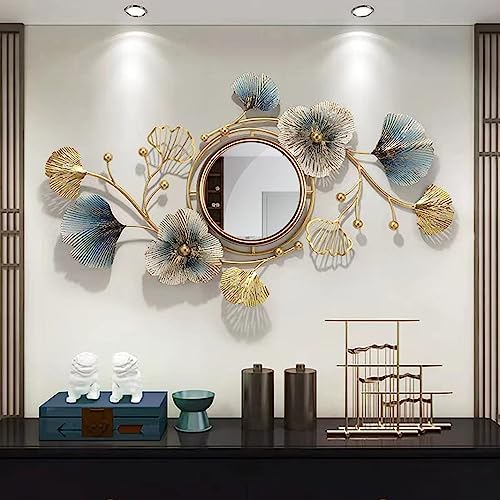 DESYIFO 46inch Ginkgo Leaf Wall Mirror Decor