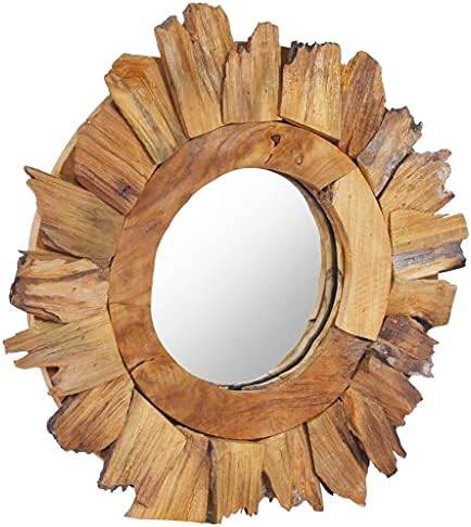 Rustic Teak Wall Mirror 157 with Petal Frame