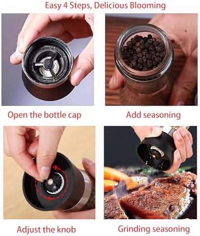 GZLT Salt Pepper Grinder Set with Dust Cover and Ceramic Mill