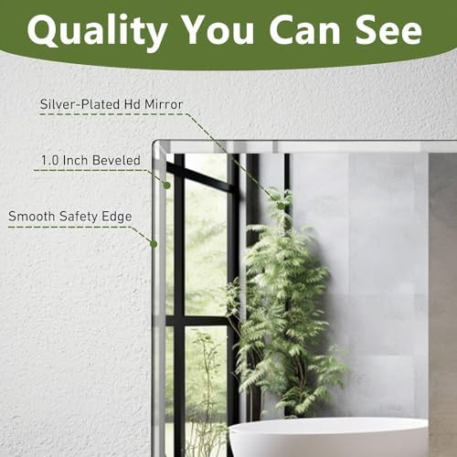 FARMER Frameless Rectangle Mirror 40x30 Inch 1 Bevel Edge