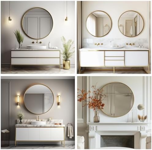 Sunniry 18 Inch Gold Round Mirror for Wall