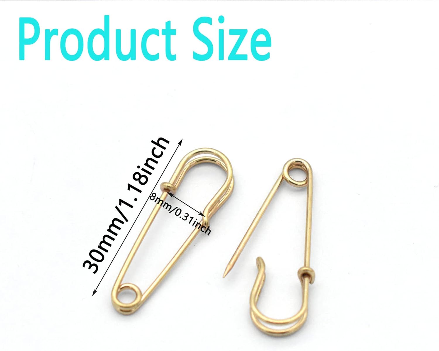 30mm Gold Safety Pin Brooch Bulk for Crafts and Decorations