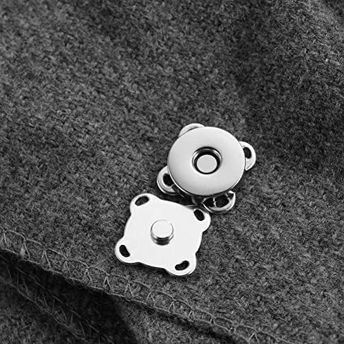 CooBigo Silver Magnetic Snaps 15mm for Purses and Craft